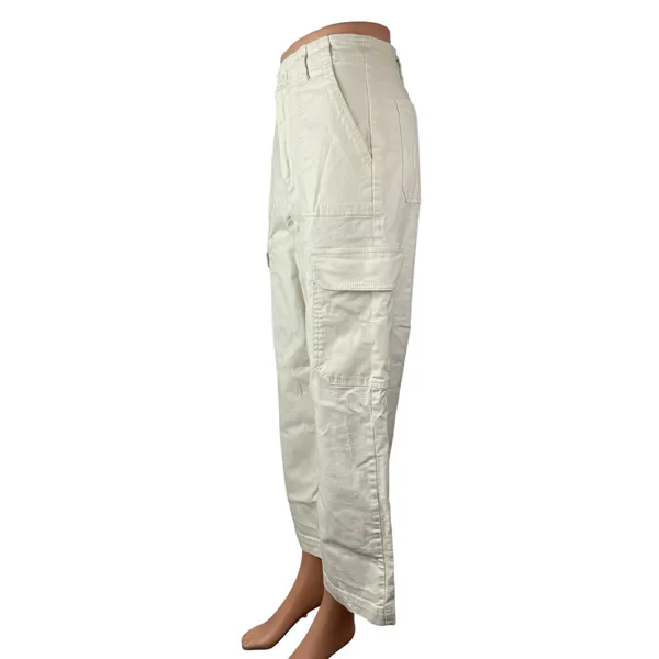 Z Supply Womens White High Rise Carrot Barrel Wide Leg Cargo Denim Jeans Pants S - Image 3