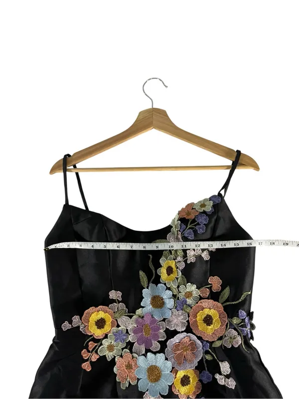 Azazie Atelier Bria Dress Size 6 Black 3D Floral Embroidered Mini NWT - Image 11