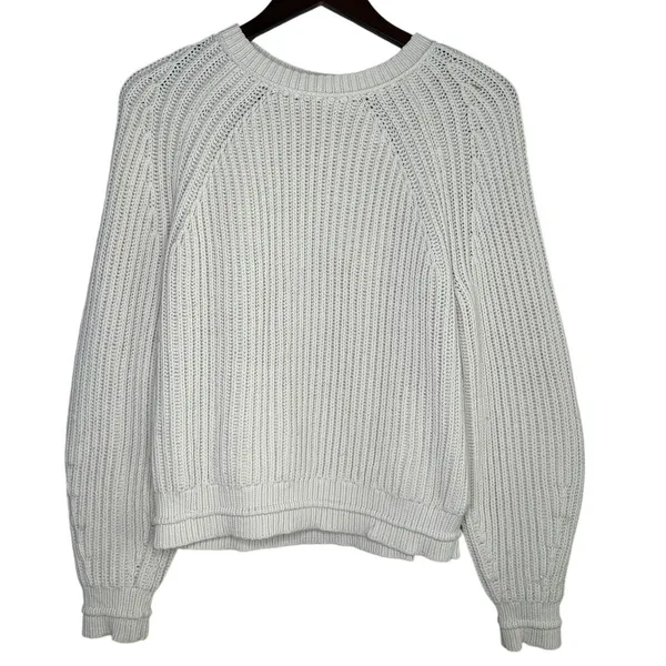 J.Crew Chunky Ribbed Crewneck Long Sleeve Pullover Sweater Stretch M Cream - Image 2