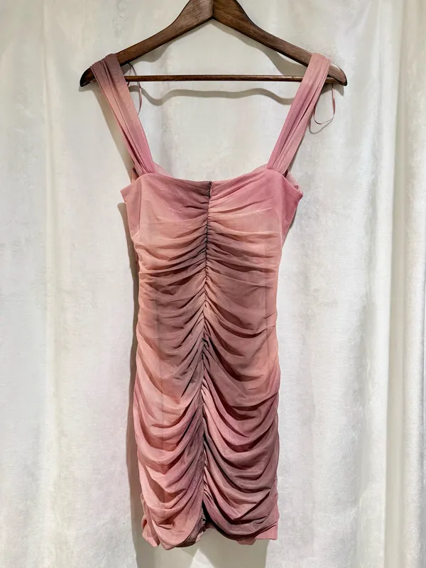 Zara Ruched Mini Dress - Dusty Rose Size Small - Image 8