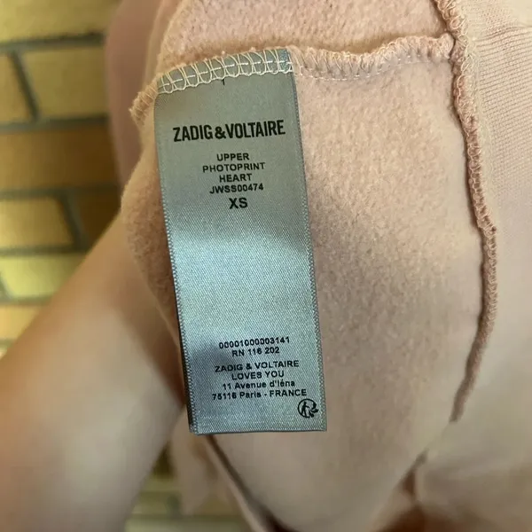 ZADIG & VOLTAIRE Upper Photoprint Graphic Heart Blush Pink Sweatshirt Size XS - Image 6