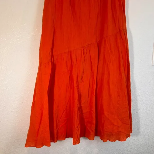 Orange kid core kawaii 90s phoebe buffay colorful midi skirt with ruffle detail - Image 3