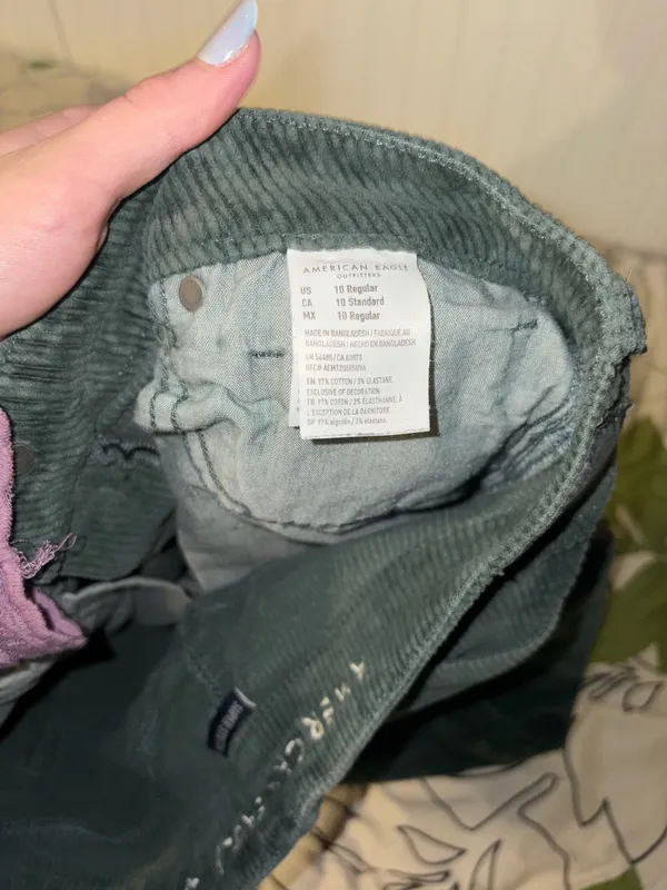 Dark Green Corduroy American Eagle Pants - Image 3