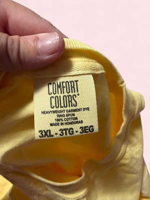 Comfort Colors Yellow 'Lucky' Graphic Tee with Flying Bird - Image 3