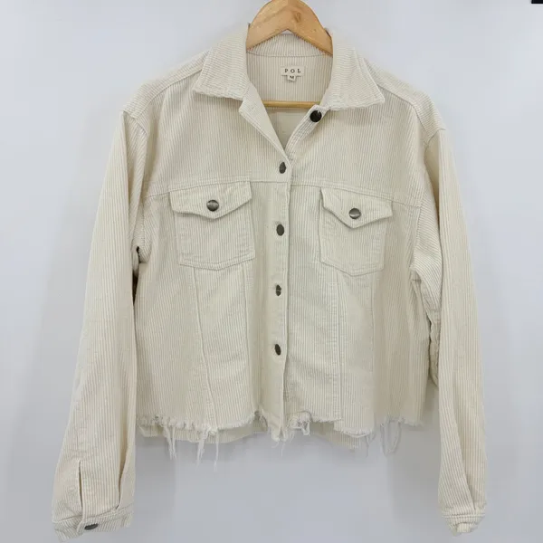 POL Cream Corduroy Button-Front Jacket - Image 2