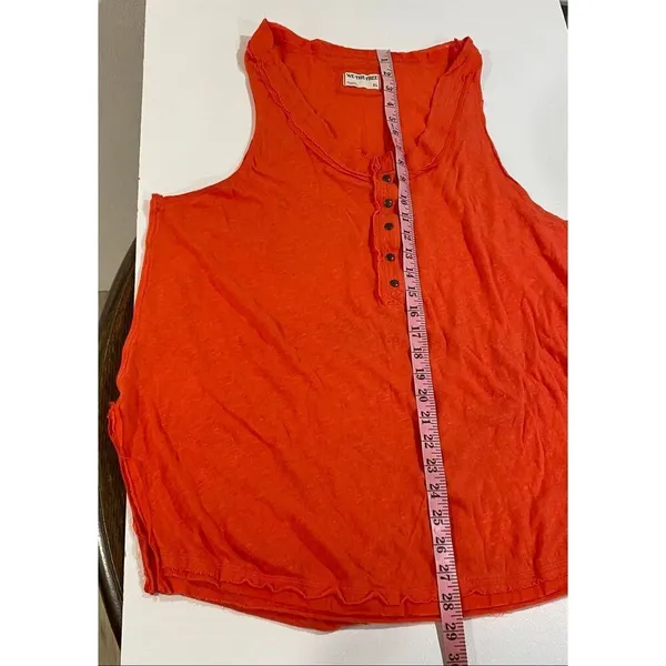 Free People We The Free Orange Henley Tank Top XL Oversized Boho - Image 6