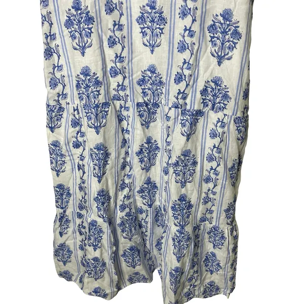 Roller Rabbit white blue Lily Stripe Pamina linen maxi dress sz XS - Image 6