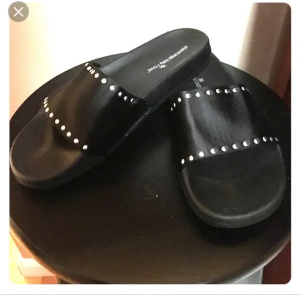 Montego Bay satin finish stud black and silver slides size 10 - Image 5