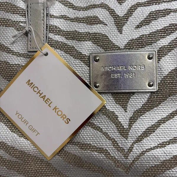 Michael Kors New! Zebra-Print Metallic Tote in Silver and Gold - Image 3