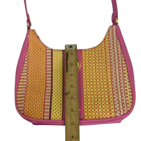 Aldo Pink Stripe Textured Faux Leather Shoulder Bag - Image 6