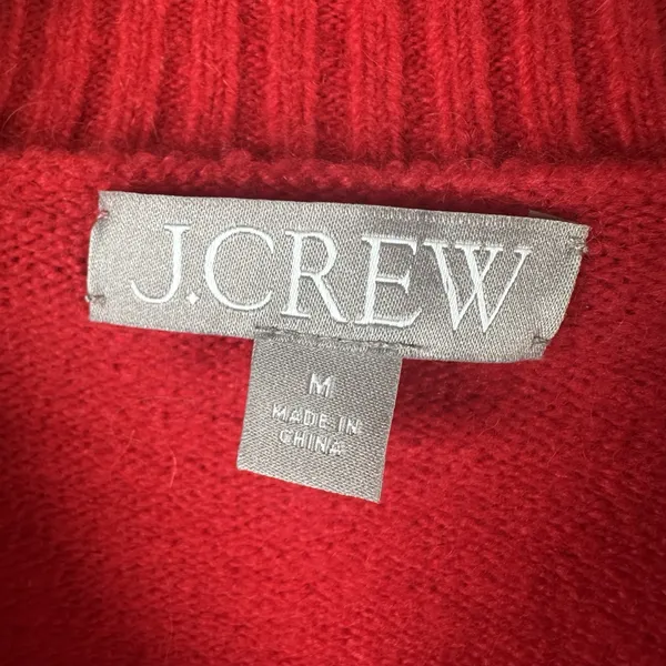 J.Crew V-neck Sweater Womens Medium Red Relaxed Alpaca Wool Blend CE717 - Image 5