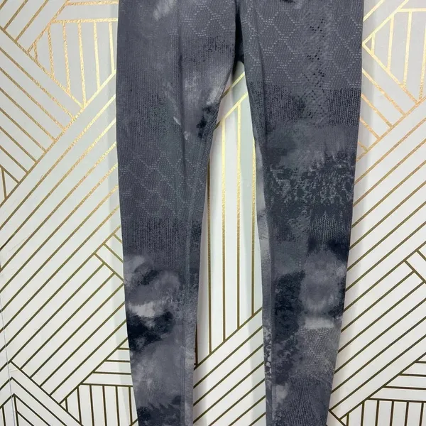 Alo Yoga Leggings Airbrush Tie Dye Abstract Print Stretch Skinny Gray Size‎ XS - Image 6