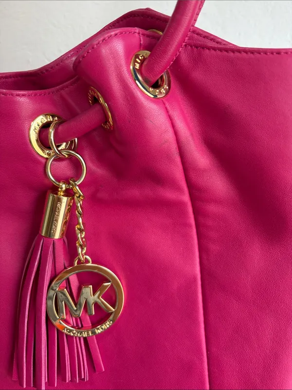 Michael Kors Hot Pink Tassel Tote Bag Purse - Image 4