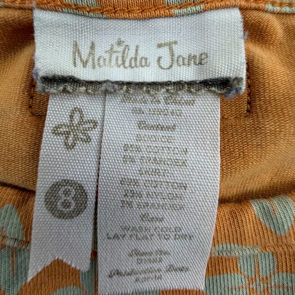 Matilda Jane Girls Dress Size 8 Mixed Floral Geometric Ruffle Hem Long Sleeve - Image 4