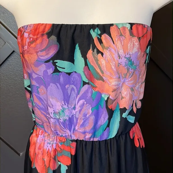 MUN Y2K Boho Strapless Floral Keyhole Cutout Maxi Dress Size Medium - Image 3