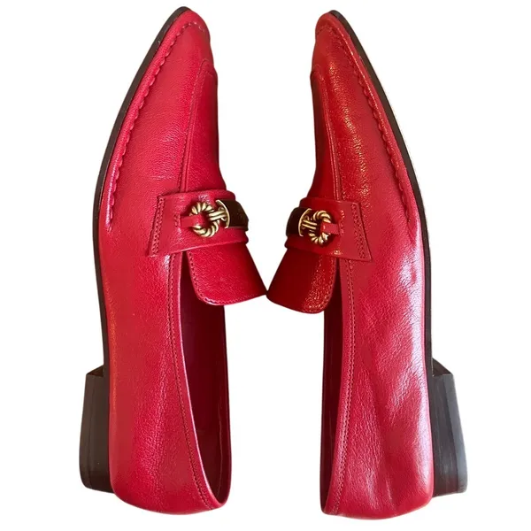 Tory Burch Perrine Loafers Tory Red Leather Square Toe Flats Size 7 - Image 6