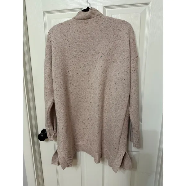 Loft Pink Confetti‎ Fleck Open Front Cardigan Sweater Large 526349 Cotton Blend - Image 7