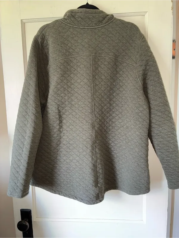 Duluth Trading Quilted Pullover Sweatshirt XXL Green Snap Neck Cozy Top - Image 5