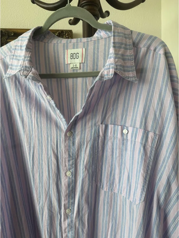 Urban Outfitters Purple Striped Button Up Shirt - Image 3