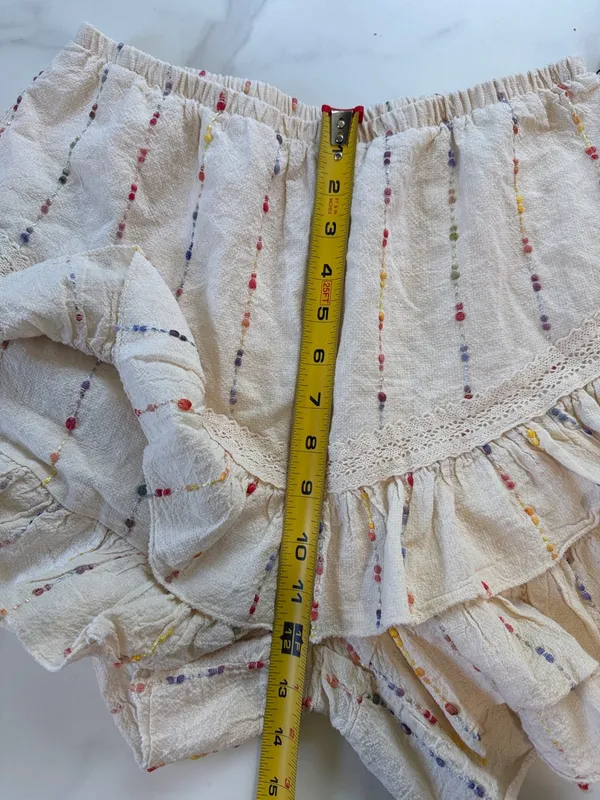 Soleil Ivory Ruffle Tiered Skort with Multicolor Dot Stripes Pink - Image 7