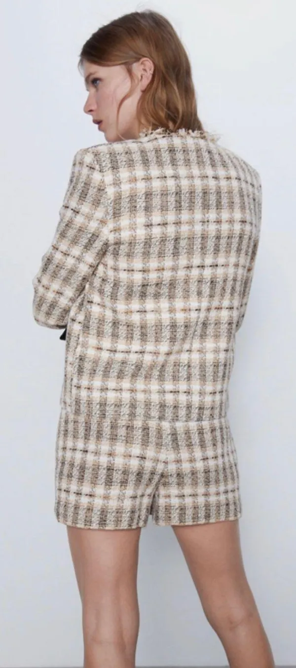 Zara NWT Frayed V Neck Tweed Blazer 2505/169 - Image 2