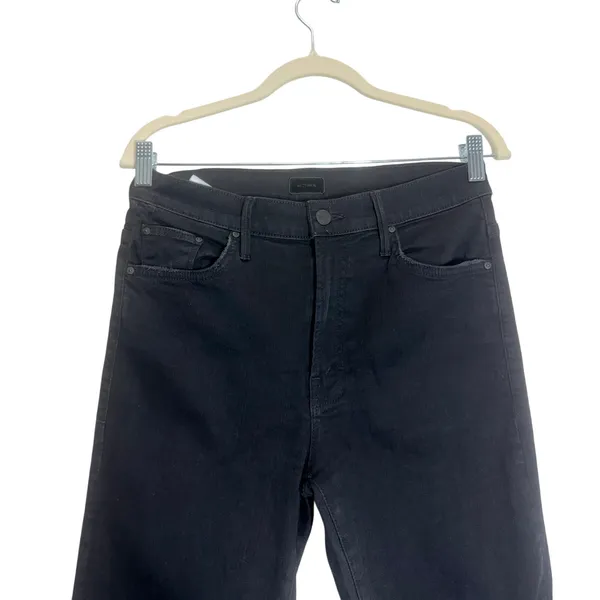 Mother The Insider Crop Step Fray Jeans in Not Guilty Black Mid Rise Size 29 - Image 3