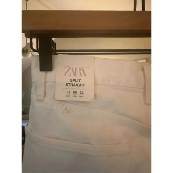 Zara Blue Split Straight Mid Rise Full Length Size 00 NWT - Image 5
