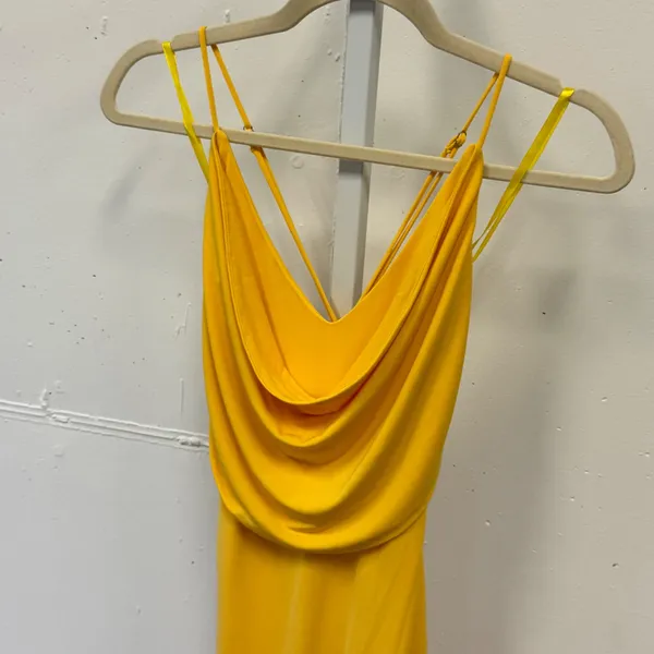 NWT Hello Molly Yellow Cowl Neck Midi Dress Open Back ST2605D XS US 2 - Image 5