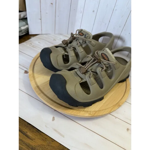 Crocs Swiftwater Mesh Deck Sandals Mens Khaki Tan Closed Toe Fisherman Water - Image 2