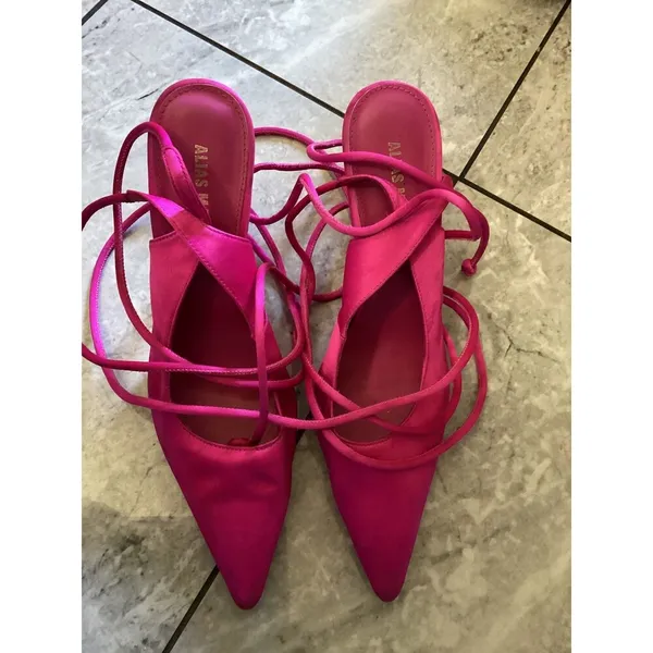 Alias Mae Shoes Womens Size 40 Satin Pointed Toe Lace Up Stiletto Heels Dressy - Image 2