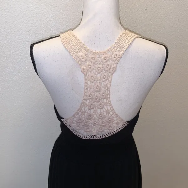 My Michelle black maxi sleeveless beige lace straps evening dress - Image 7