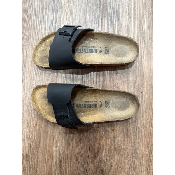 Birkenstock Madrid Black Birko-Flor Slide Sandals Womens 39 L8 M6 Regular Width - Image 3