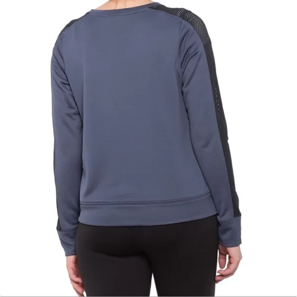 Under Armour Mesh Panel Sweatshirt Womens Blue‎ Black Crewneck Loose Fit Large - Image 2