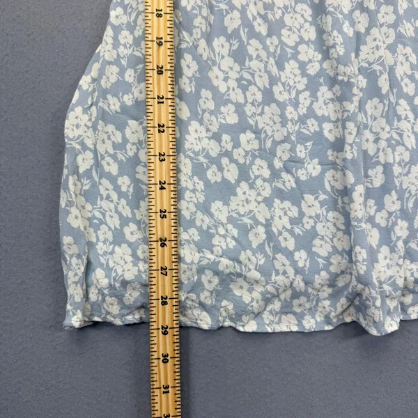 Reformation Light Blue Floral Smocked Square Neck Mini Dress XS - Image 4