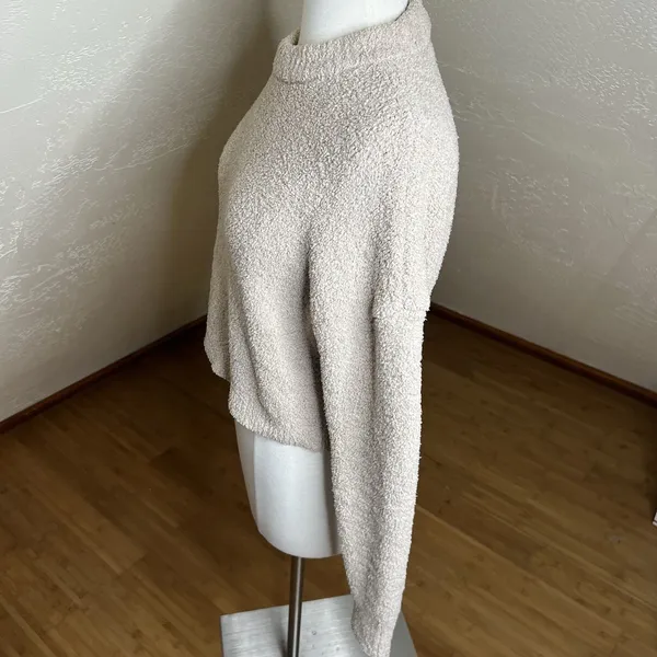 Abercrombie Fitch Soft A & F‎ Sweater Womens S Beige Sherpa Fleece Pullover - Image 9
