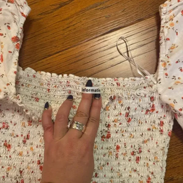 Reformation Clementine Ruched‎ Floral Print Linen Top - Image 6