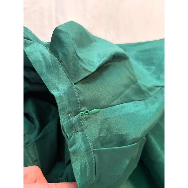 Super Skirt Pleated Midi Emerald Green Shimmer Taffeta High‎ Waisted Small - Image 7