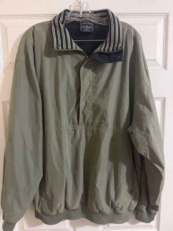 Camp David Vintage Olive Green Quarter Zip Pullover Windbreaker Jacket - Image 4