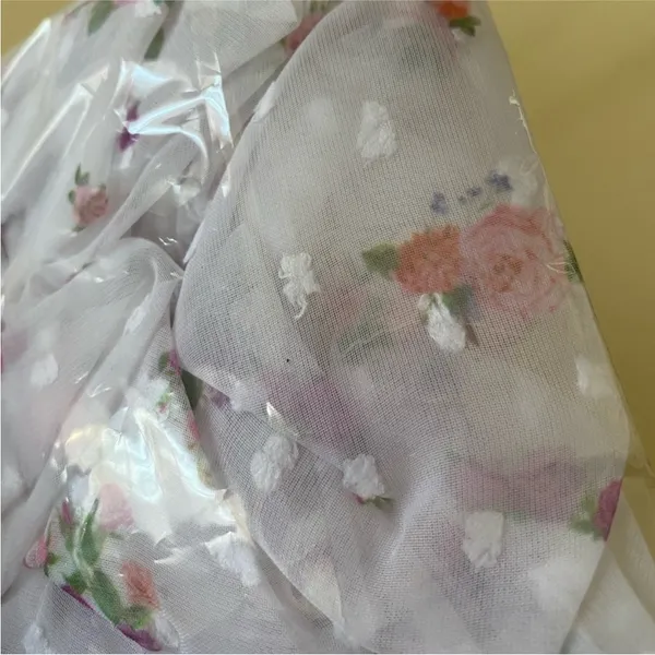Free People Cottage Boho Floral White Large Fluffy Hair Scrunchie Accessory - Image 7