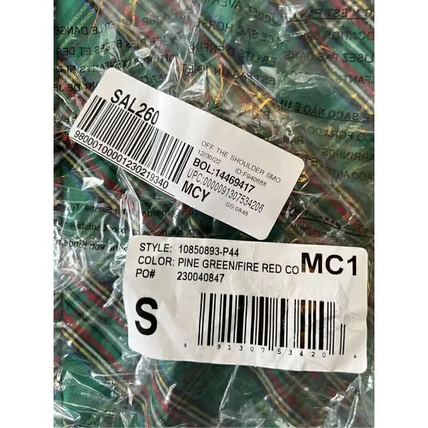 NWT! INC International Concepts Green Red Metallic Plaid Belted Midi Dress Small - Image 9