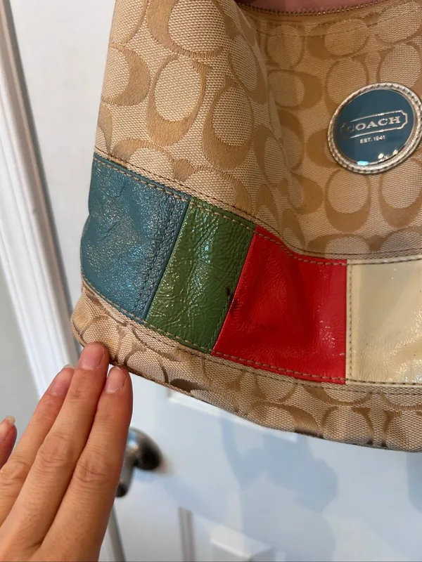 Coach vintage signature patch multicolor hobo bag Y2K signature c - Image 3