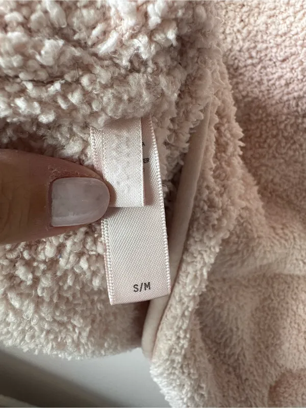 Skims Women’s Powder Pink Teddy Bouclé Sherpa High Neck Fleece Size S/M - Image 2