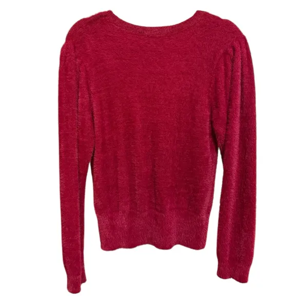 ASTR Wine Red Fuzzy Crop Sweater Women's Sz‎ XL Minimalist Soft Girl Era - Image 3