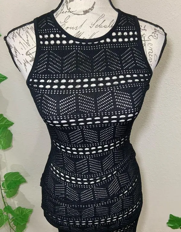 Windsor Black Lace Crochet Swim Coverup Dress New - Image 4