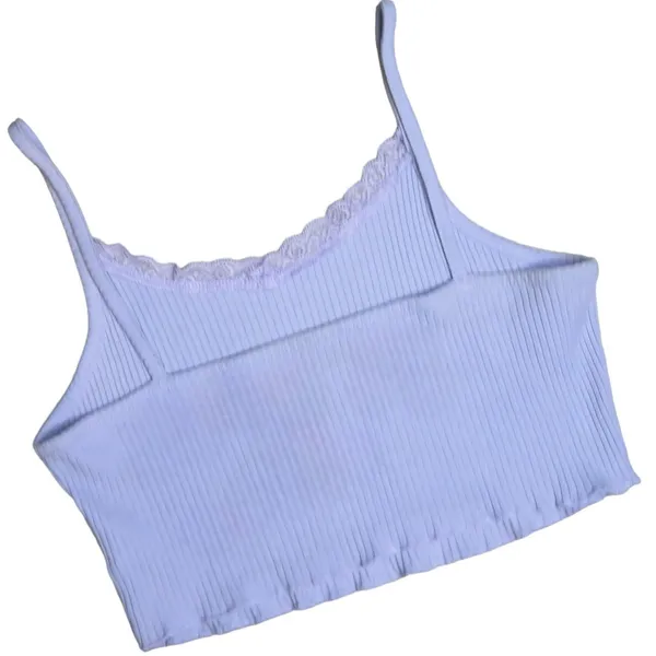 Ribbed Crop Top Tank Lilac Lavender Purple Size Small - Image 2