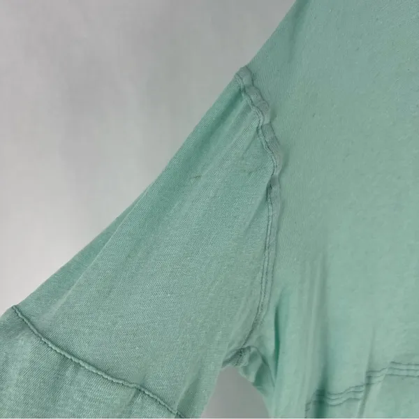 We The Free Sheer Aqua Mint‎ Green Linen Blend Relaxed Fit Dolman Henley Top - Image 11