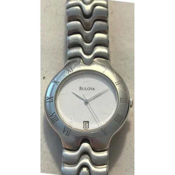 Bulova Ladies Silver Tone Quartz Watch Roman Numerals Stainless‎ Steel - Image 8