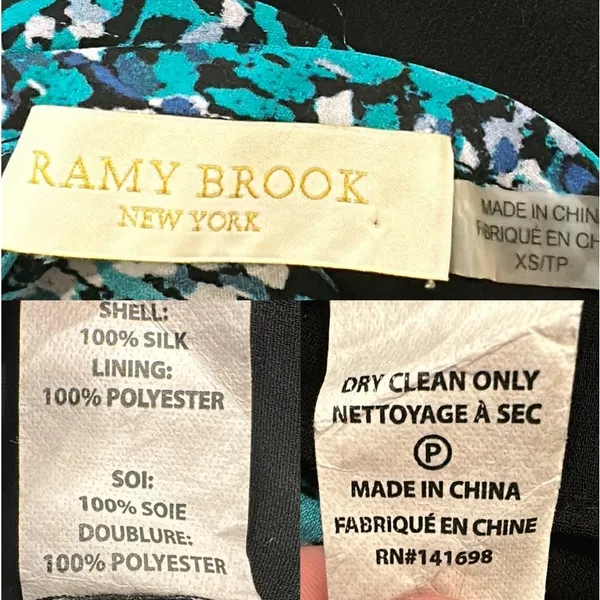 Ramy Brook Teal Printed‎ Paris Silk Mini Drop Waist Sleeveless Blouson Dress XS - Image 10