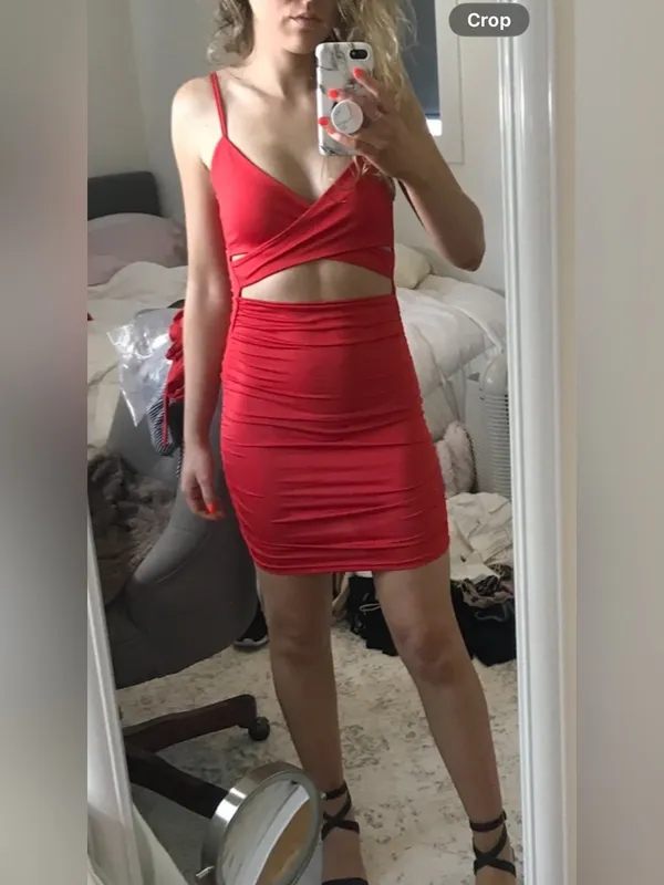 Amazon Red Cutout Bodycon Mini Dress - Image 2