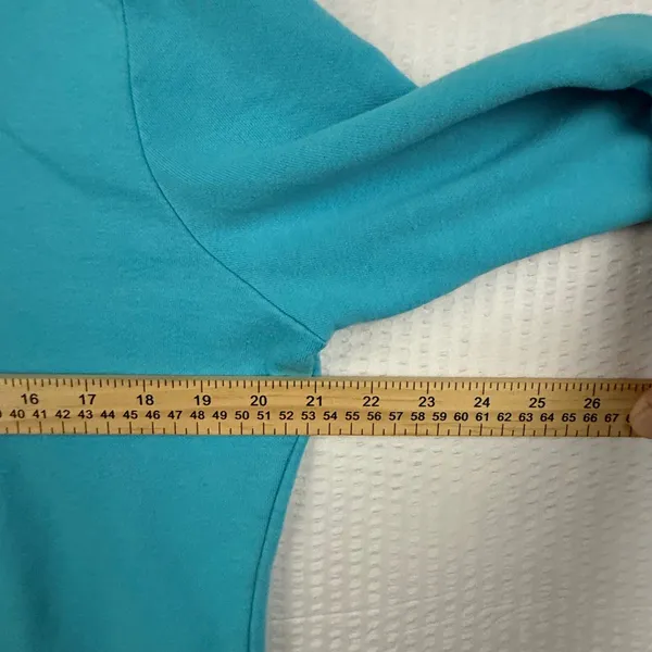 The North Face Womens Turquoise Blue Logo Pullover Hoodie Sweatshirt Size L - Image 7